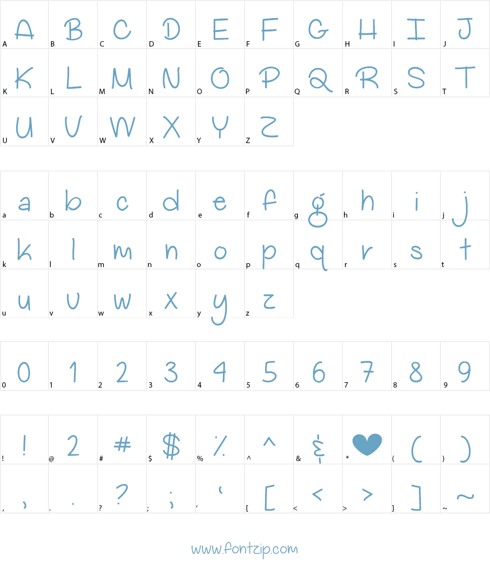 My Big Heart Demo Font Character
